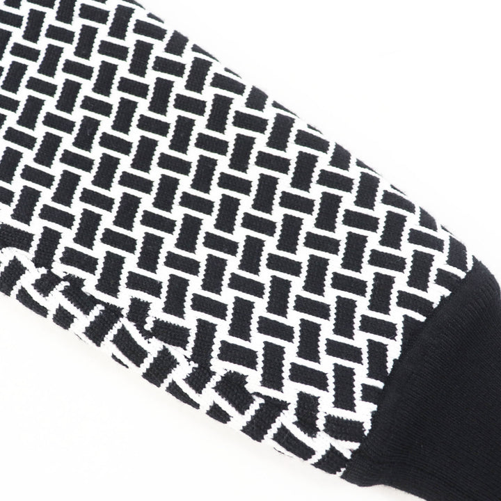 Excellent HERMES Blouson cartouche H pattern knit Black White wool 34 2H2200DD