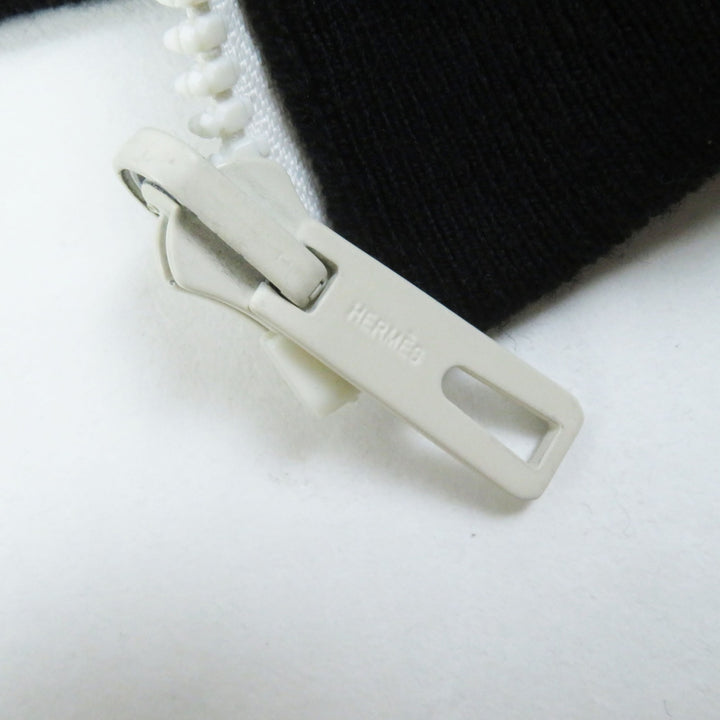 Excellent HERMES Blouson cartouche H pattern knit Black White wool Women 34 2H2200DD