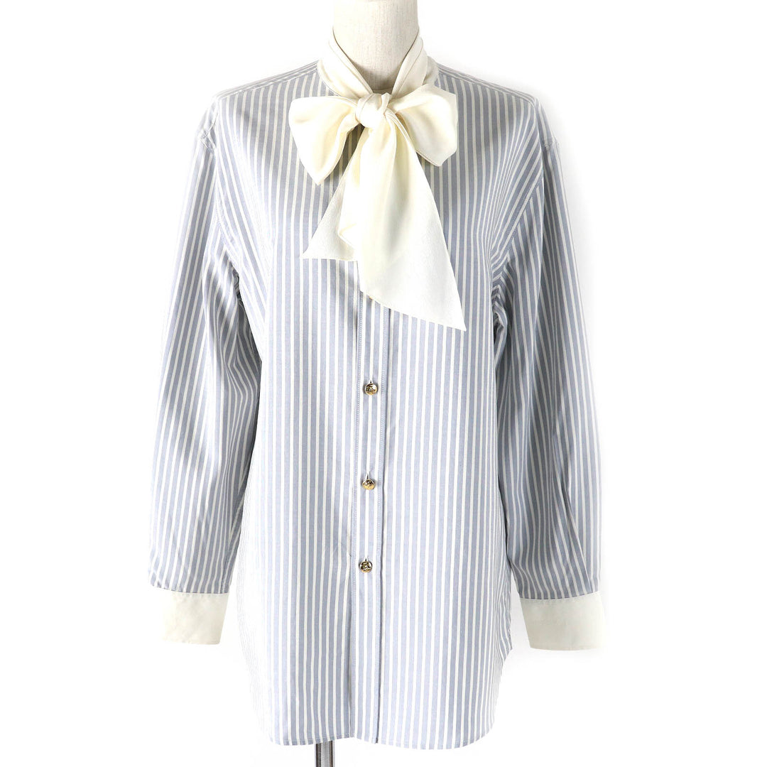 Great CELINE Long sleeve shirt Eddie's Triomphe Button Bowtie silk Women 38 2C904562T