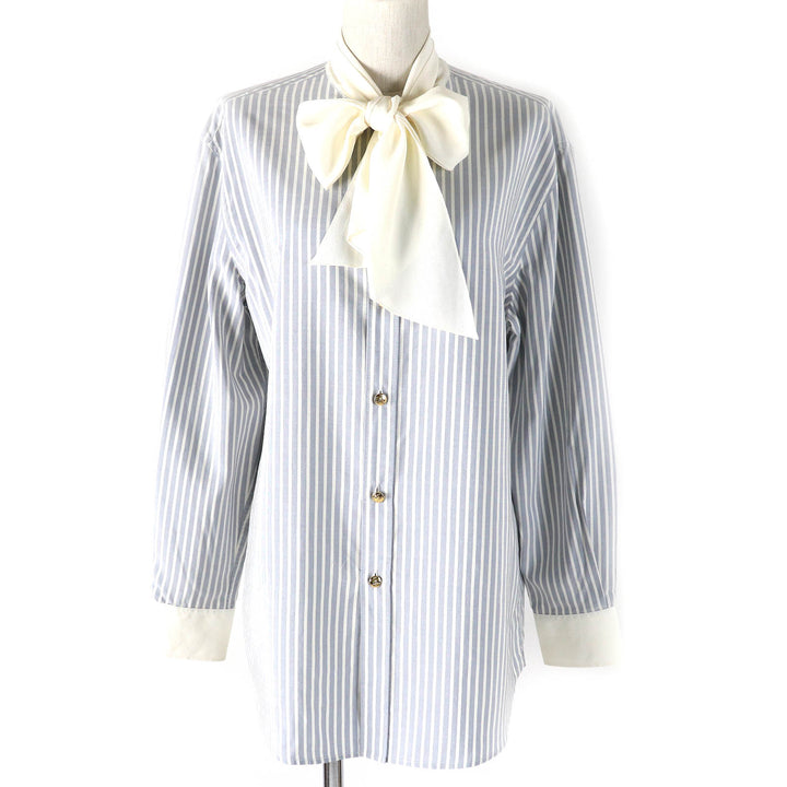 Great CELINE Long sleeve shirt Eddie's Triomphe Button Bowtie silk Women 38 2C904562T
