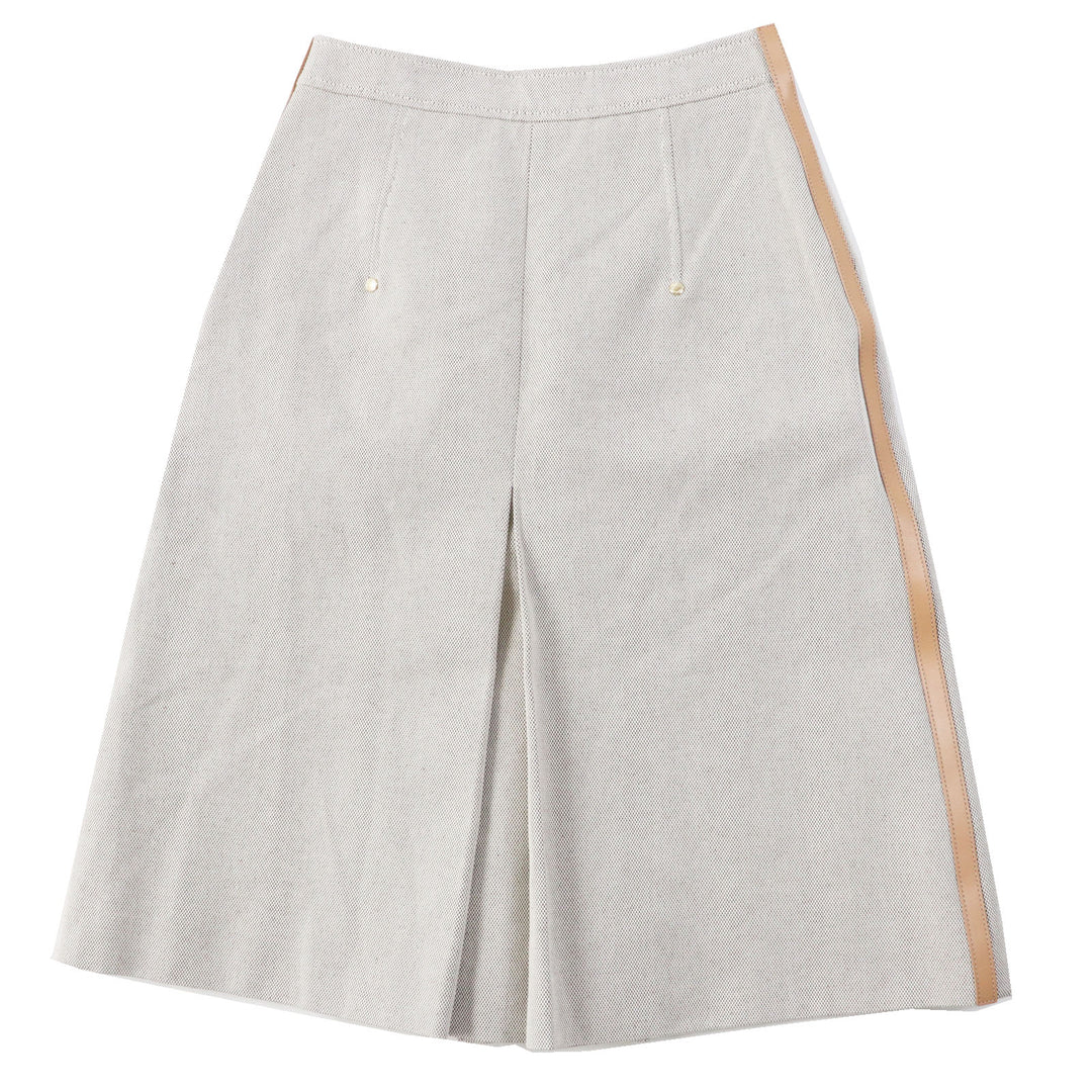 Pristine BURBERRY skirt Calf leather side lines with logo gold rivets Women 36