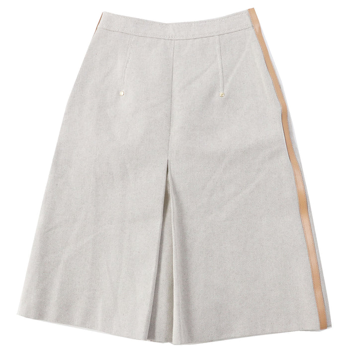 Pristine BURBERRY skirt Calf leather side lines with logo gold rivets Women 36