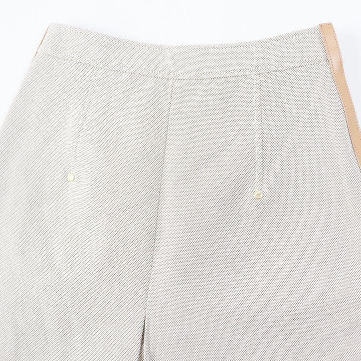 Pristine BURBERRY skirt Calf leather side lines with logo gold rivets Women 36