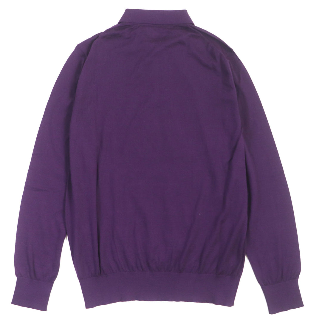 Excellent DOLCE&GABBANA Long sleeve polo shirt Black tag logo button knit purple cashmere mens 48