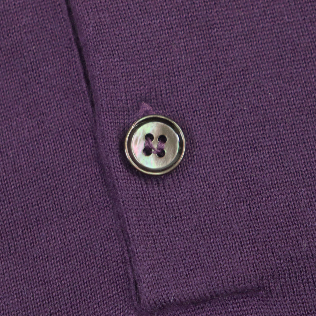 Excellent DOLCE&GABBANA Long sleeve polo shirt Black tag logo button knit purple cashmere mens 48