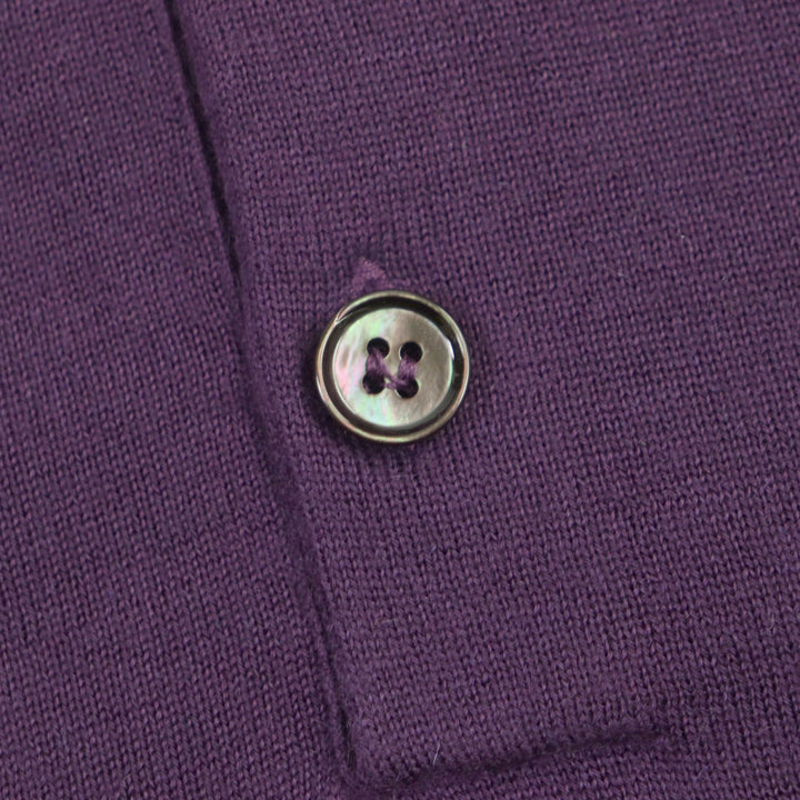 Excellent DOLCE&GABBANA Long sleeve polo shirt Black tag logo button knit purple cashmere mens 48