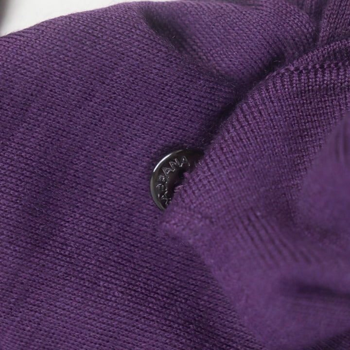 Excellent DOLCE&GABBANA Long sleeve polo shirt Black tag logo button knit purple cashmere mens 48