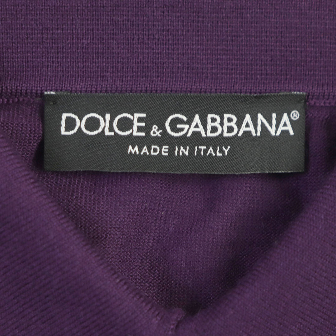 Excellent DOLCE&GABBANA Long sleeve polo shirt Black tag logo button knit purple cashmere mens 48