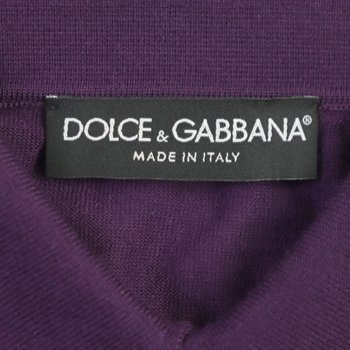 Excellent DOLCE&GABBANA Long sleeve polo shirt Black tag logo button knit purple cashmere mens 48