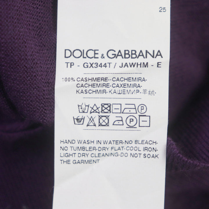 Excellent DOLCE&GABBANA Long sleeve polo shirt Black tag logo button knit purple cashmere mens 48