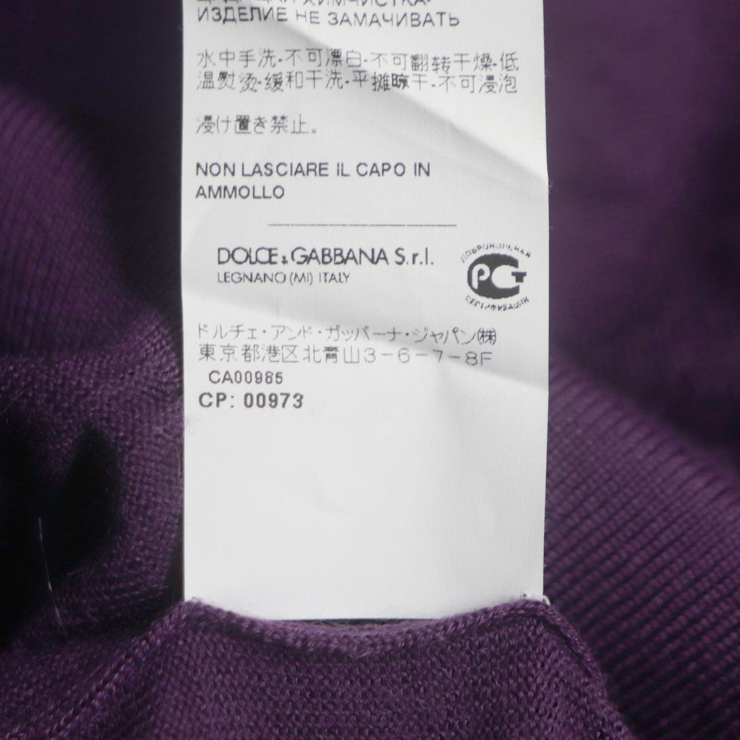 Excellent DOLCE&GABBANA Long sleeve polo shirt Black tag logo button knit purple cashmere mens 48