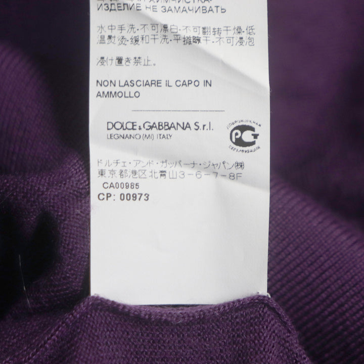 Excellent DOLCE&GABBANA Long sleeve polo shirt Black tag logo button knit purple cashmere mens 48