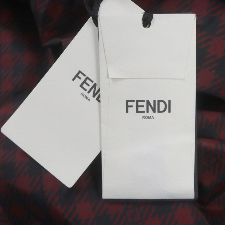 Pristine FENDI coat Houndstooth FF logo hooded reversible WZIP mens 48 FAA864