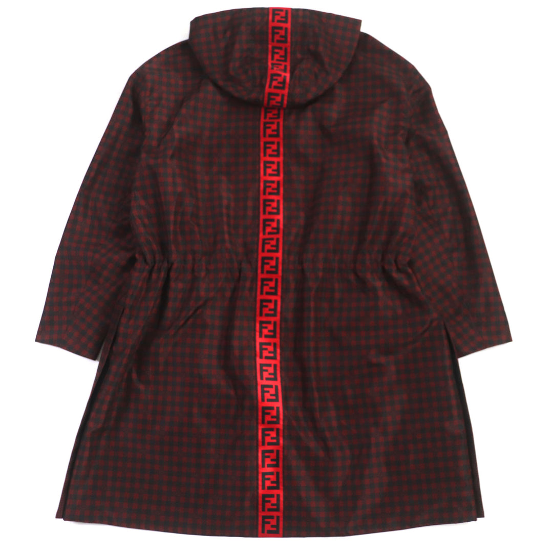 Pristine FENDI coat Houndstooth FF logo hooded reversible WZIP mens 48 FAA864