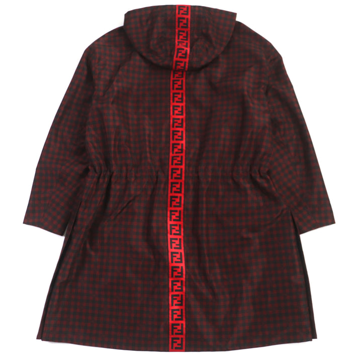 Pristine FENDI coat Houndstooth FF logo hooded reversible WZIP mens 48 FAA864