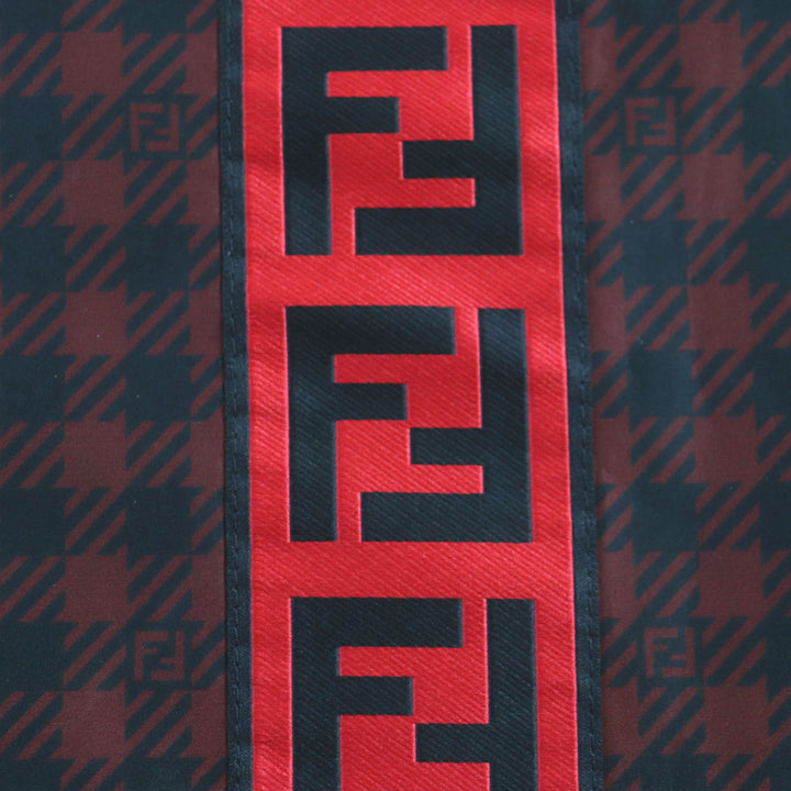Pristine FENDI coat Houndstooth FF logo hooded reversible WZIP mens 48 FAA864