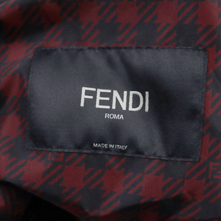 Pristine FENDI coat Houndstooth FF logo hooded reversible WZIP mens 48 FAA864