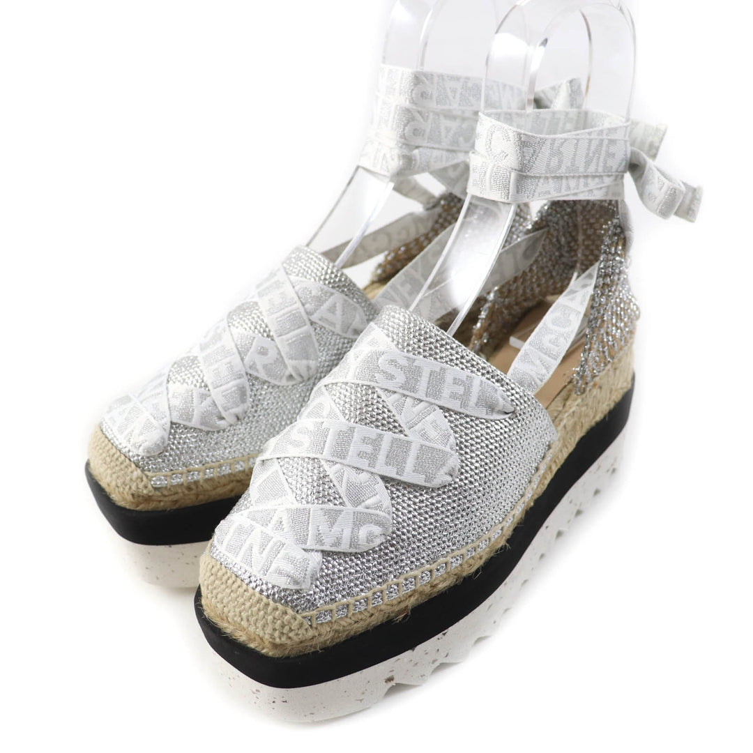 Excellent Stella McCartney Sandals Gaia Logo lace-up bow espadrilleswithplatform