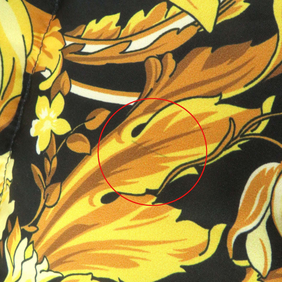 Excellent VERSACE down coat Baroque Pattern Black Yellow polyester 36 1002795