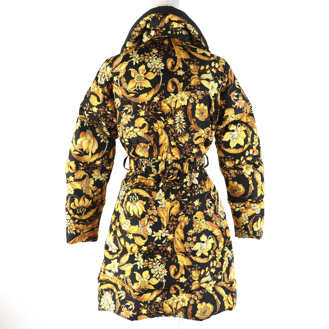 Excellent VERSACE down coat Baroque Pattern Black Yellow polyester 36 1002795