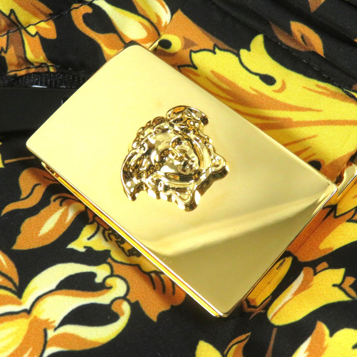 Excellent VERSACE down coat Baroque Pattern Black Yellow polyester 36 1002795
