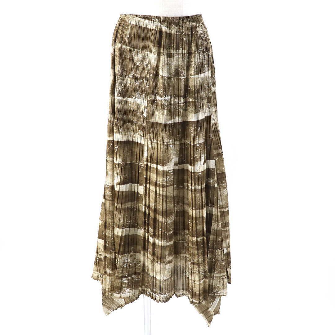 Excellent PLEATS PLEASE skirt Graphic print, deformed hem design Brown Women 4