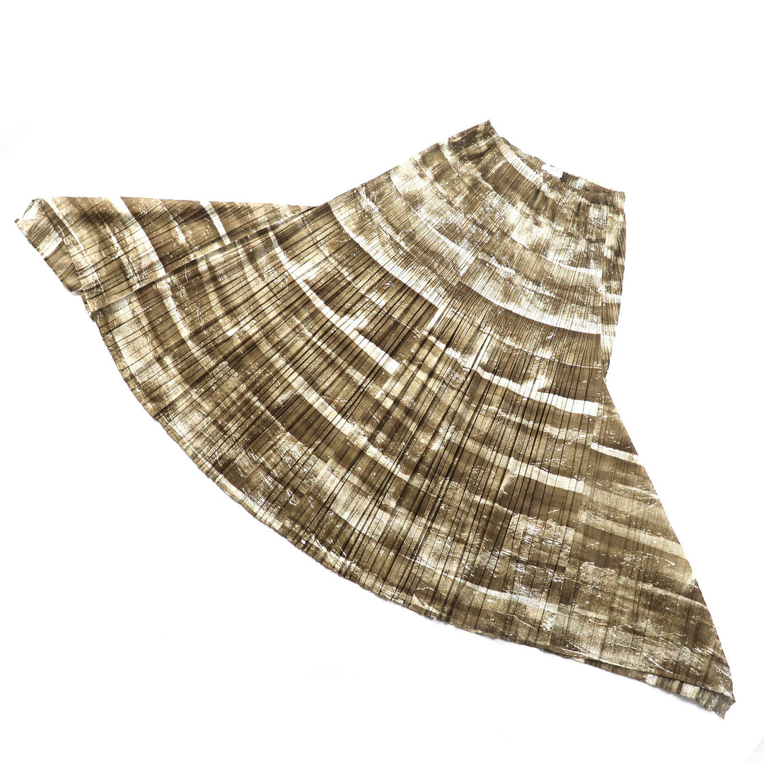 Excellent PLEATS PLEASE skirt Graphic print, deformed hem design Brown Women 4