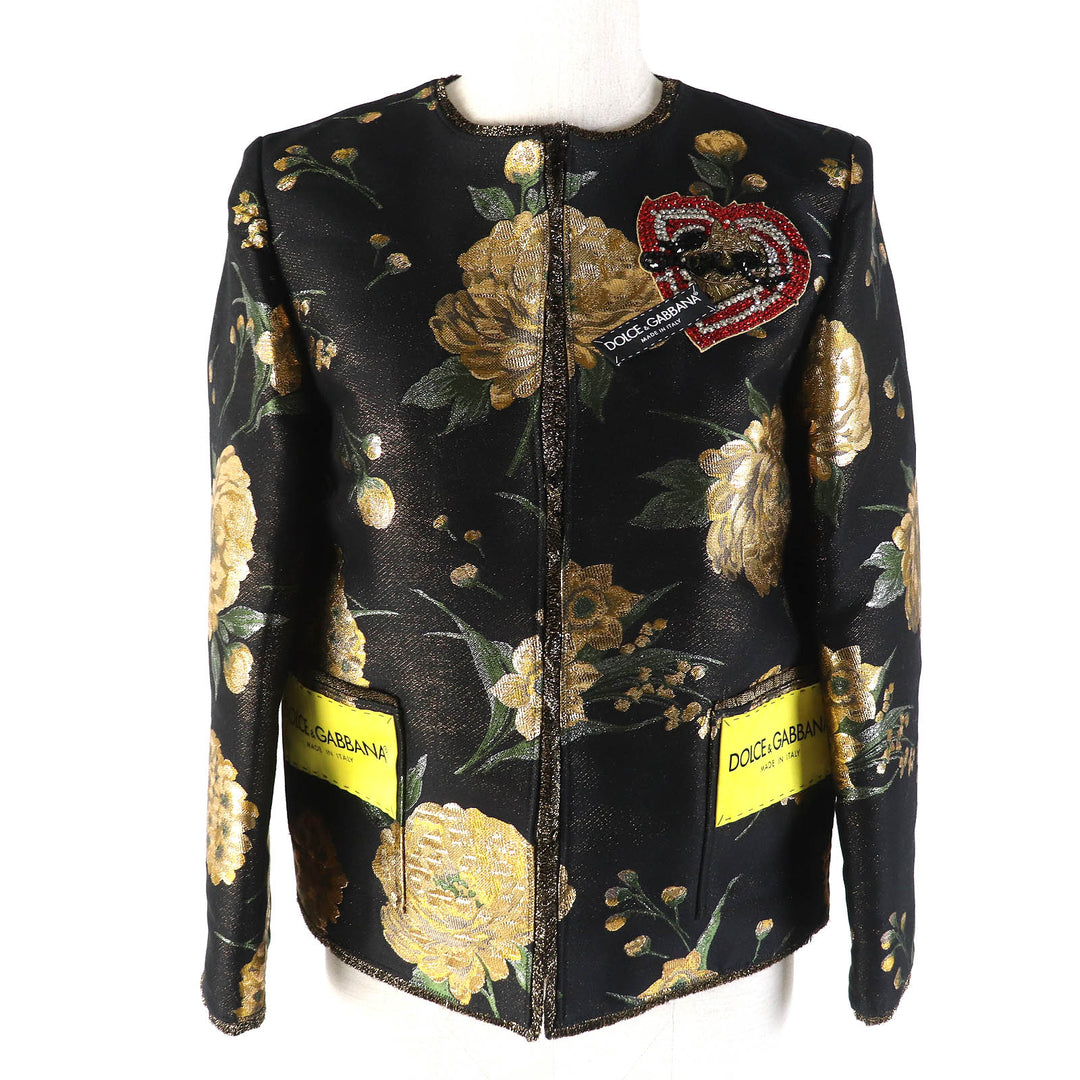 Pristine DOLCE&GABBANA jacket Black tag Black Gold Green Women 36