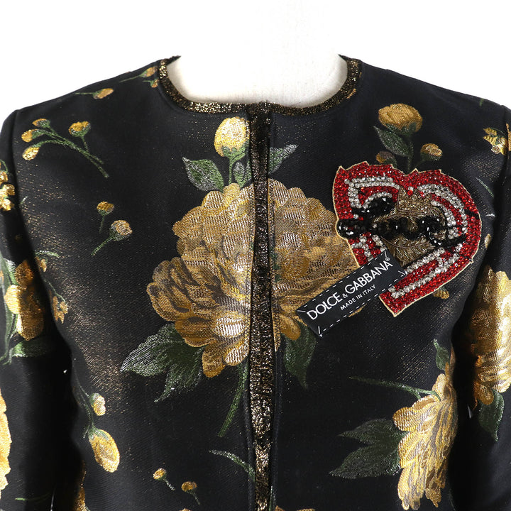 Pristine DOLCE&GABBANA jacket Black tag Black Gold Green Women 36
