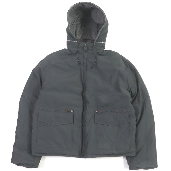 Excellent HERMES Down jacket Herringbone Reversible gray cashmere mens 52
