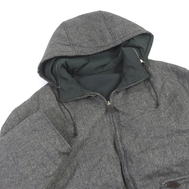 Excellent HERMES Down jacket Herringbone Reversible gray cashmere mens 52