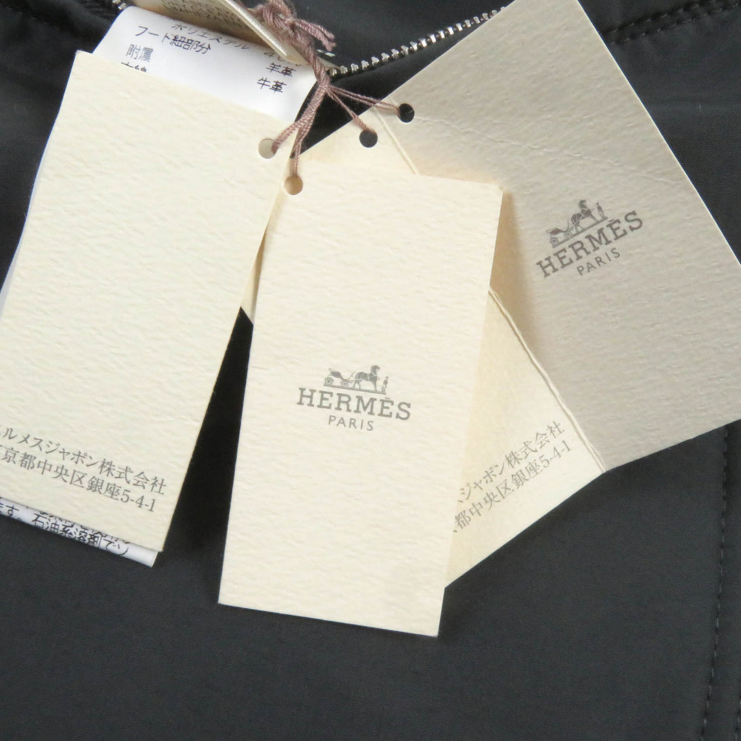 Excellent HERMES Down jacket Herringbone Reversible gray cashmere mens 52