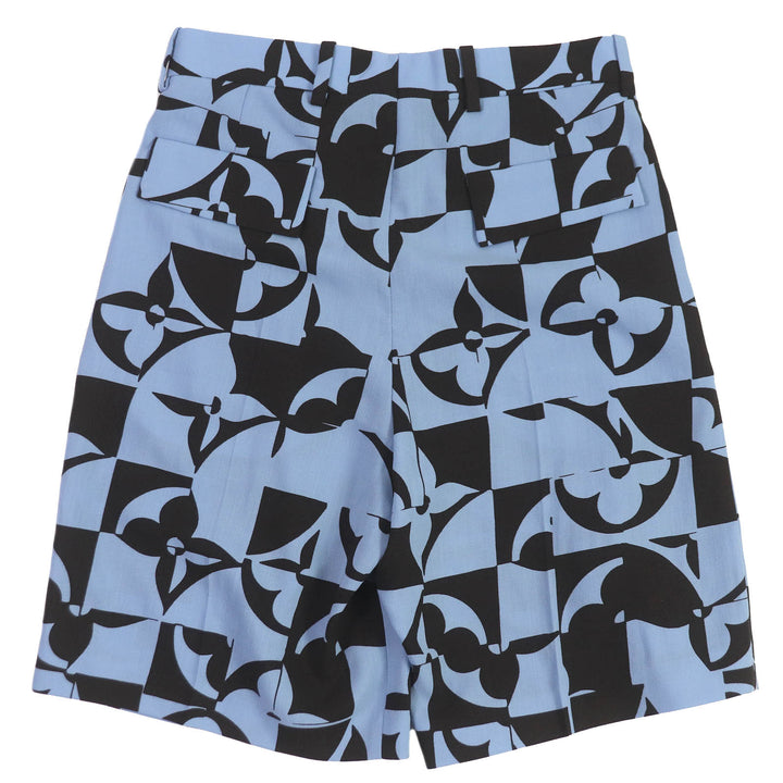 Pristine LOUIS VUITTON Shorts Monogram Flower Pleated Shorts Light blue wool