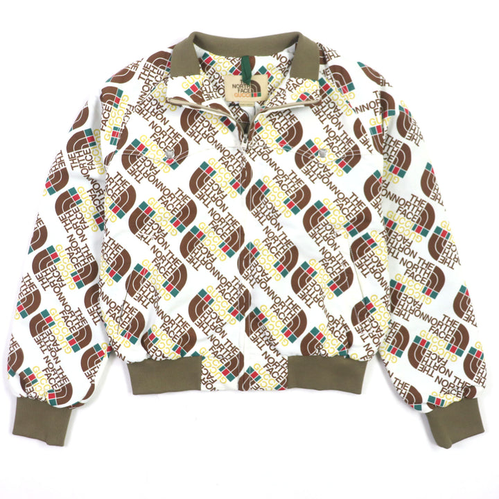 Pristine GUCCI×THE NORTH FACE Bomber jacket padded ZIP blouson Brown white mens M 648866