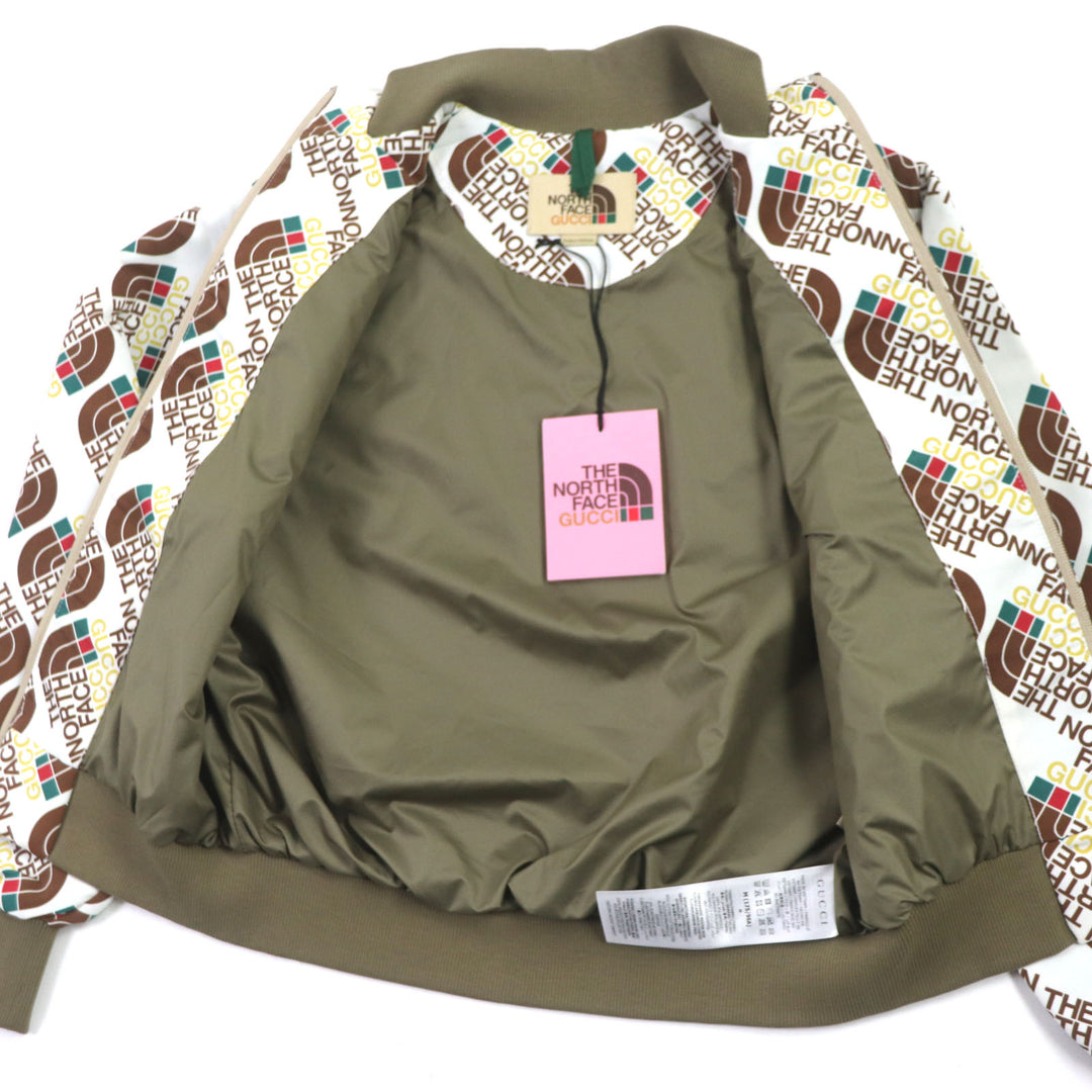 Pristine GUCCI×THE NORTH FACE Bomber jacket padded ZIP blouson Brown white mens M 648866