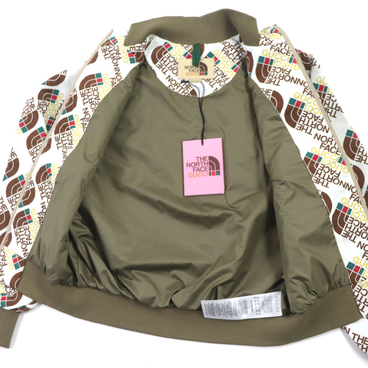Pristine GUCCI×THE NORTH FACE Bomber jacket padded ZIP blouson Brown white mens M 648866