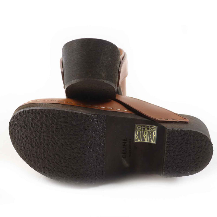 Great CELINE Mule Triomphe Brown leather Women 34