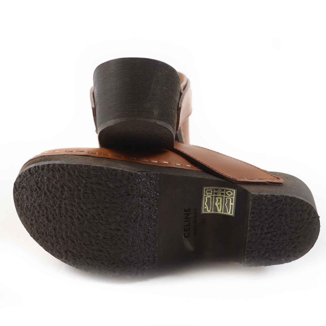 Great CELINE Mule Triomphe Brown leather Women 34