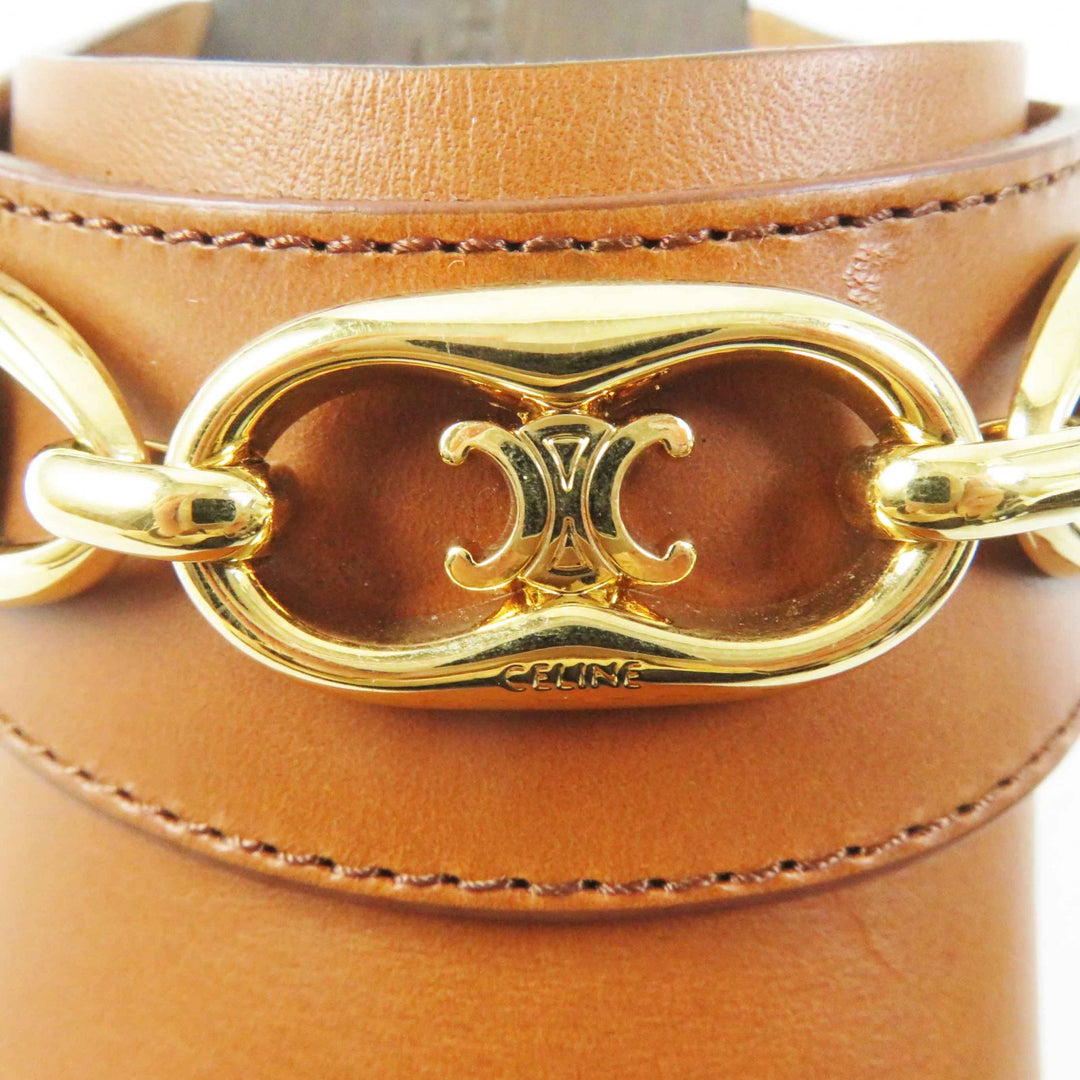 Great CELINE Mule Triomphe Brown leather Women 34