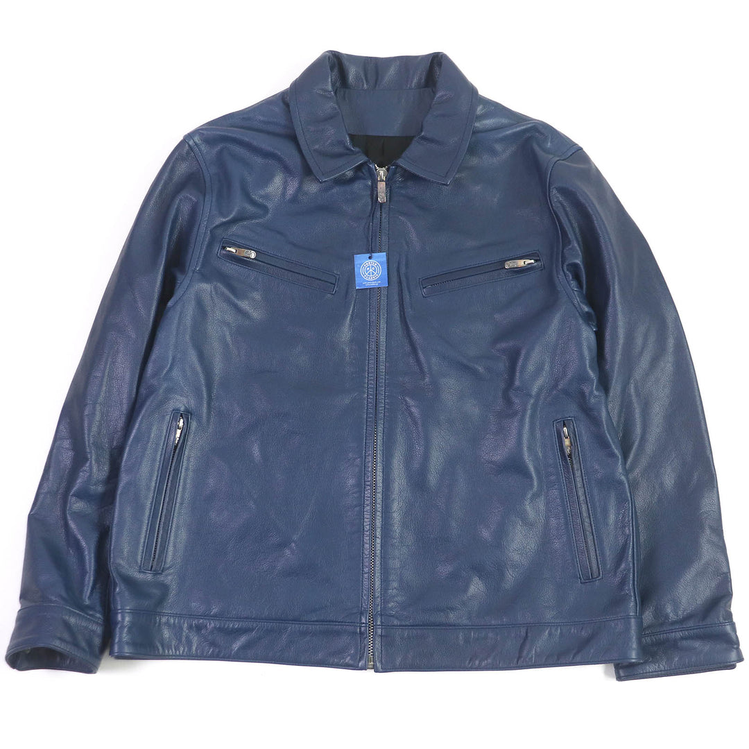 Excellent PORTER CLASSIC Leather jacket PC W/LOVE&PIECE SILVER Navy Cowhide mens L
