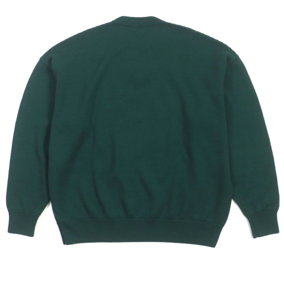 Excellent BALENCIAGA sweater PARIS logoembroidered crew neck knit green wool mens S 682005