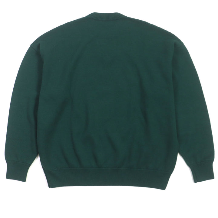 Excellent BALENCIAGA sweater PARIS logoembroidered crew neck knit green wool mens S 682005
