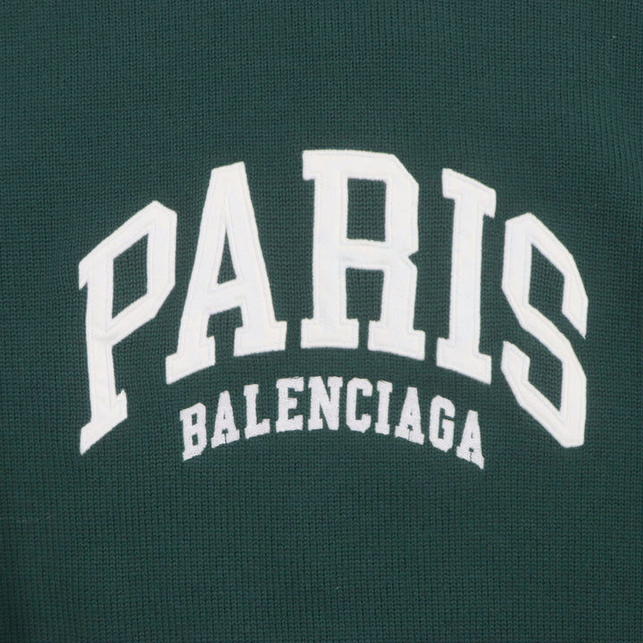 Excellent BALENCIAGA sweater PARIS logo embroidered crew neck knit S 682005