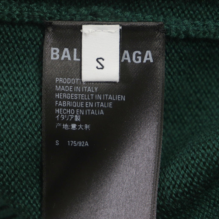 Excellent BALENCIAGA sweater PARIS logoembroidered crew neck knit green wool mens S 682005