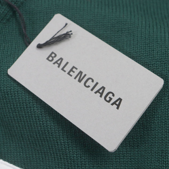 Excellent BALENCIAGA sweater PARIS logoembroidered crew neck knit green wool mens S 682005
