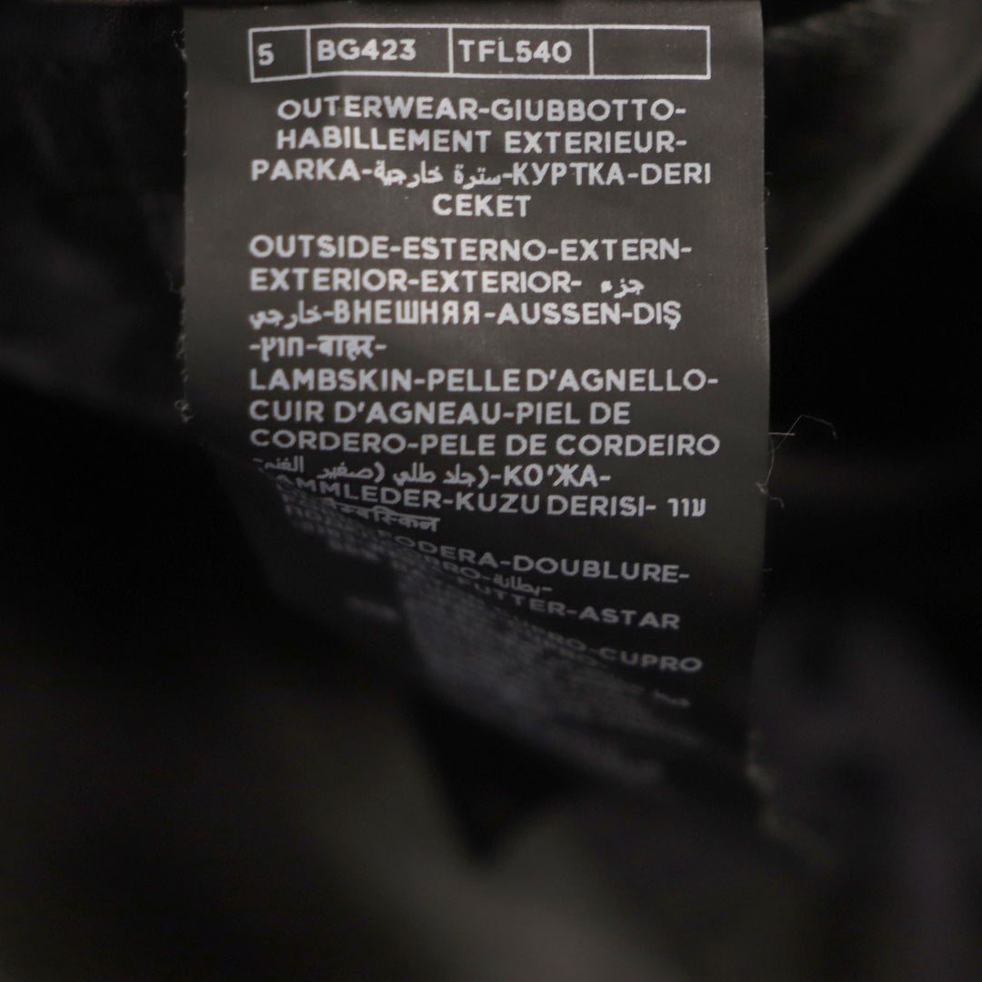 Excellent TOM FORD Bomber jacket Lambskin Leather Zip Up black Sheep leather