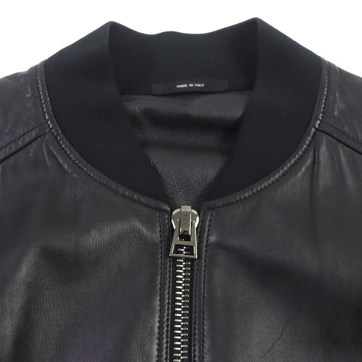Excellent TOM FORD Bomber jacket Lambskin Leather Zip Up black Sheep leather mens48 TFL540