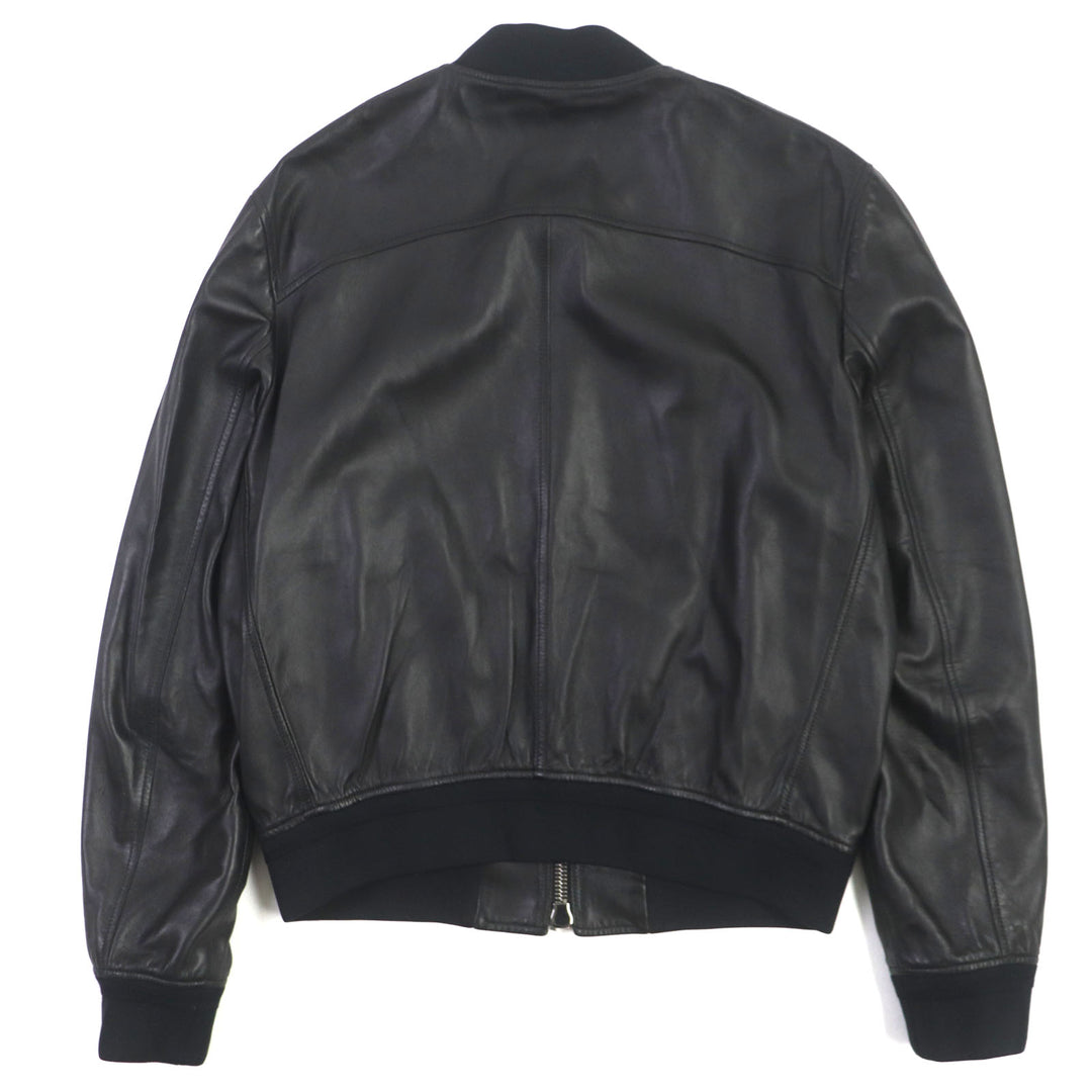 Excellent TOM FORD Bomber jacket Lambskin Leather Zip Up black Sheep leather