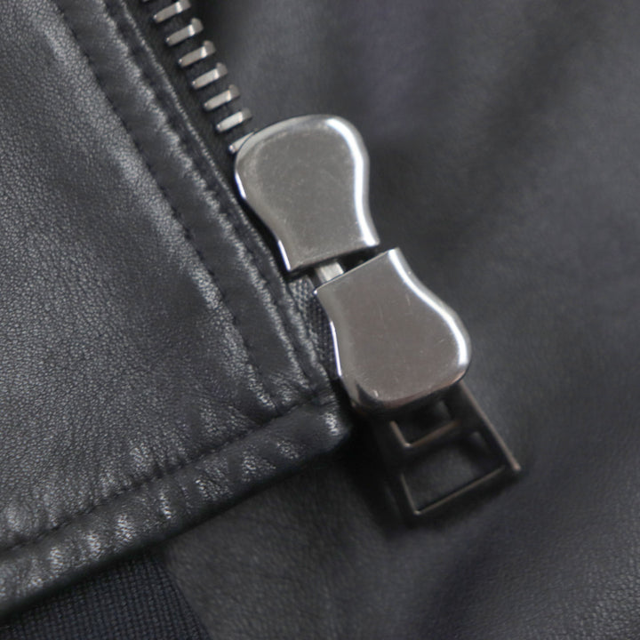 Excellent TOM FORD Bomber jacket Lambskin Leather Zip Up black Sheep leather