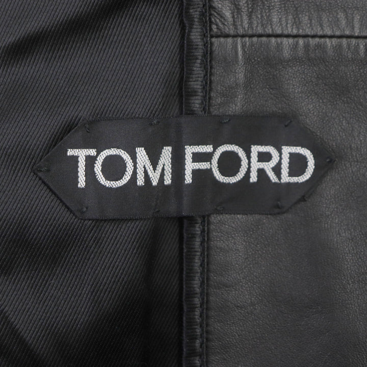 Excellent TOM FORD Bomber jacket Lambskin Leather Zip Up black Sheep leather